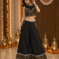 Siyah Sunehri Floral Mirrorwork Palazzo Set with Embellished Crop Top