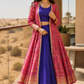 Royal Blue Lehenga Set with Pink Banarasi Style Jacket
