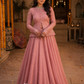 Dusty Rose Embellished Jacket Style Lehenga Set with Flowing Flared Skirt