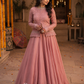 Dusty Rose Embellished Jacket Style Lehenga Set with Flowing Flared Skirt