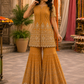 Mustard Embroidered Kurta Sharara Set