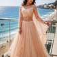 Ethereal Blush Layered Tulle Lehenga Set with Floral Lace Blouse and Sheer Dupatta