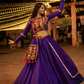Royal Purple Mirror Work Lehenga Set with Multicolor Kutchi Embroidered Blouse