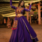 Royal Purple Mirror Work Lehenga Set with Multicolor Kutchi Embroidered Blouse