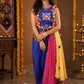Royal Blue Embellished Kurta-Palazzo Set with Multicolour Pom-Pom Dupatta