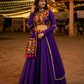 Royal Purple Mirror Work Lehenga Set with Multicolor Kutchi Embroidered Blouse