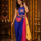 Royal Blue Embellished Kurta-Palazzo Set with Multicolour Pom-Pom Dupatta