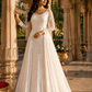 Pearl White Sequin Embroidered Cape Style Anarkali Gown