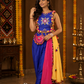 Royal Blue Embellished Kurta-Palazzo Set with Multicolour Pom-Pom Dupatta
