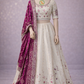 Ivory Embroidered Lehenga Set with Magenta Bandhani Style Dupatta