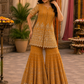 Mustard Embroidered Kurta Sharara Set