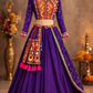 Royal Purple Mirror Work Lehenga Set with Multicolor Kutchi Embroidered Blouse