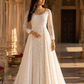 Pearl White Sequin Embroidered Cape Style Anarkali Gown