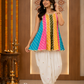 Multicolour Striped Flared Kurti with Sequin-Detailed Dhoti Pants