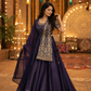 Midnight Embroidered Anarkali Gown with Handcrafted Belt