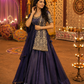 Midnight Embroidered Anarkali Gown with Handcrafted Belt