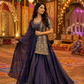 Midnight Embroidered Anarkali Gown with Handcrafted Belt