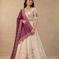 Ivory Embroidered Lehenga Set with Magenta Bandhani Style Dupatta