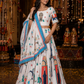 Ivory Folk Art Printed Lehenga Set with Contrast Border Dupatta