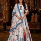 Ivory Folk Art Printed Lehenga Set with Contrast Border Dupatta