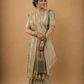 Sage Banarasi Zari Woven Saree with Heritage Jacquard Weave and Tassel Border