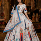 Ivory Folk Art Printed Lehenga Set with Contrast Border Dupatta