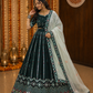 Midnight Garden Embroidered Kalidar Lehenga with Floral Borderwork & Organza Dupatta