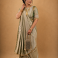 Sage Banarasi Zari Woven Saree with Heritage Jacquard Weave and Tassel Border