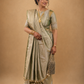 Sage Banarasi Zari Woven Saree with Heritage Jacquard Weave and Tassel Border