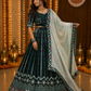 Midnight Garden Embroidered Kalidar Lehenga with Floral Borderwork & Organza Dupatta