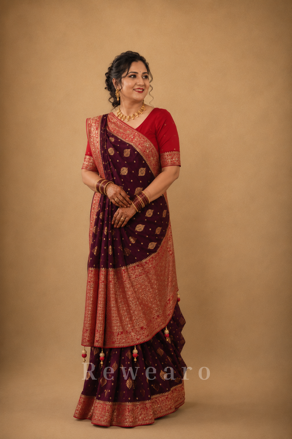 Royal Banarasi Zari Woven Saree with Ornate Heritage Border and Tassel Pallu
