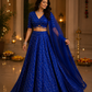 Royal Blue Sequin Embellished Lehenga Set with Criss-Cross Blouse