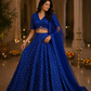 Royal Blue Sequin Embellished Lehenga Set with Criss-Cross Blouse