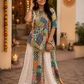 Multicolour Printed Choli Top with Panelled Flared Lehenga & Gota Border
