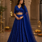 Royal Blue Sequin Embellished Lehenga Set with Criss-Cross Blouse