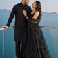 Midnight Black Coordinated Couple Set with Sequin Lehenga and Geometric Kurta