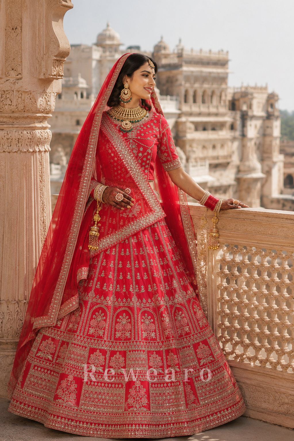 Royal Crimson Bridal Lehenga with Heritage Zari Embroidery and Regal Dupatta