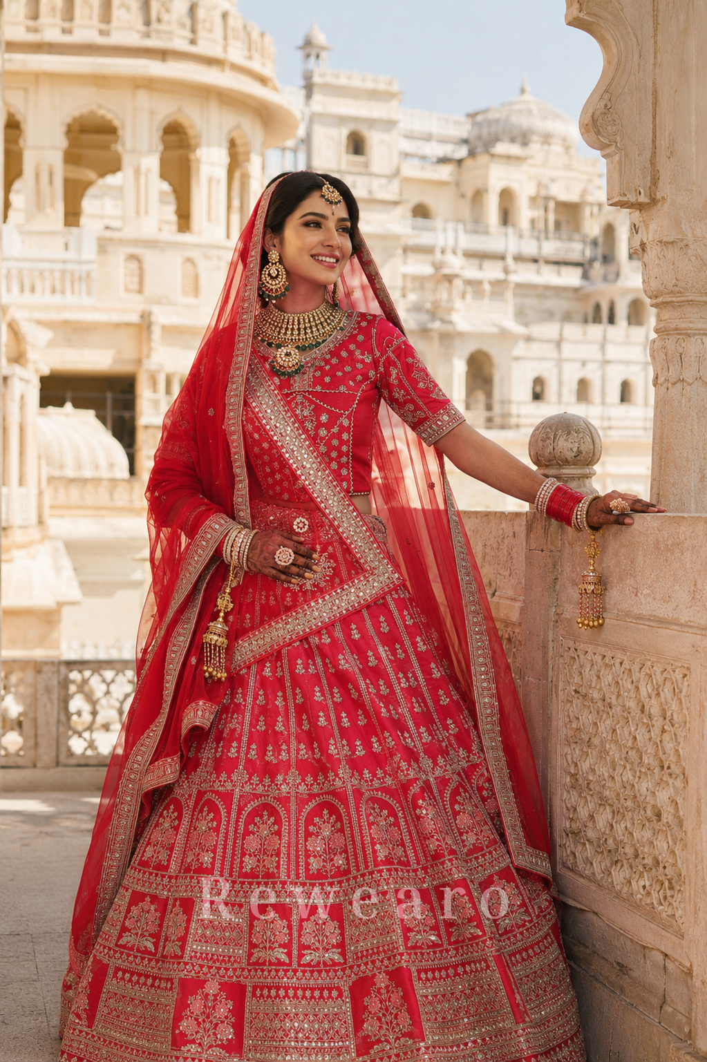 Royal Crimson Bridal Lehenga with Heritage Zari Embroidery and Regal Dupatta