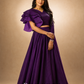 Royal Amethyst Ruffle Blouse with Flowing Purple Embroidered Lehenga