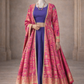 Royal Blue Lehenga Set with Pink Banarasi Style Jacket