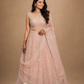 Blush Pink Embroidered Lehenga with Sequin-Embellished Blouse & Sheer Dupatta