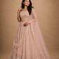 Blush Pink Embroidered Lehenga with Sequin-Embellished Blouse & Sheer Dupatta
