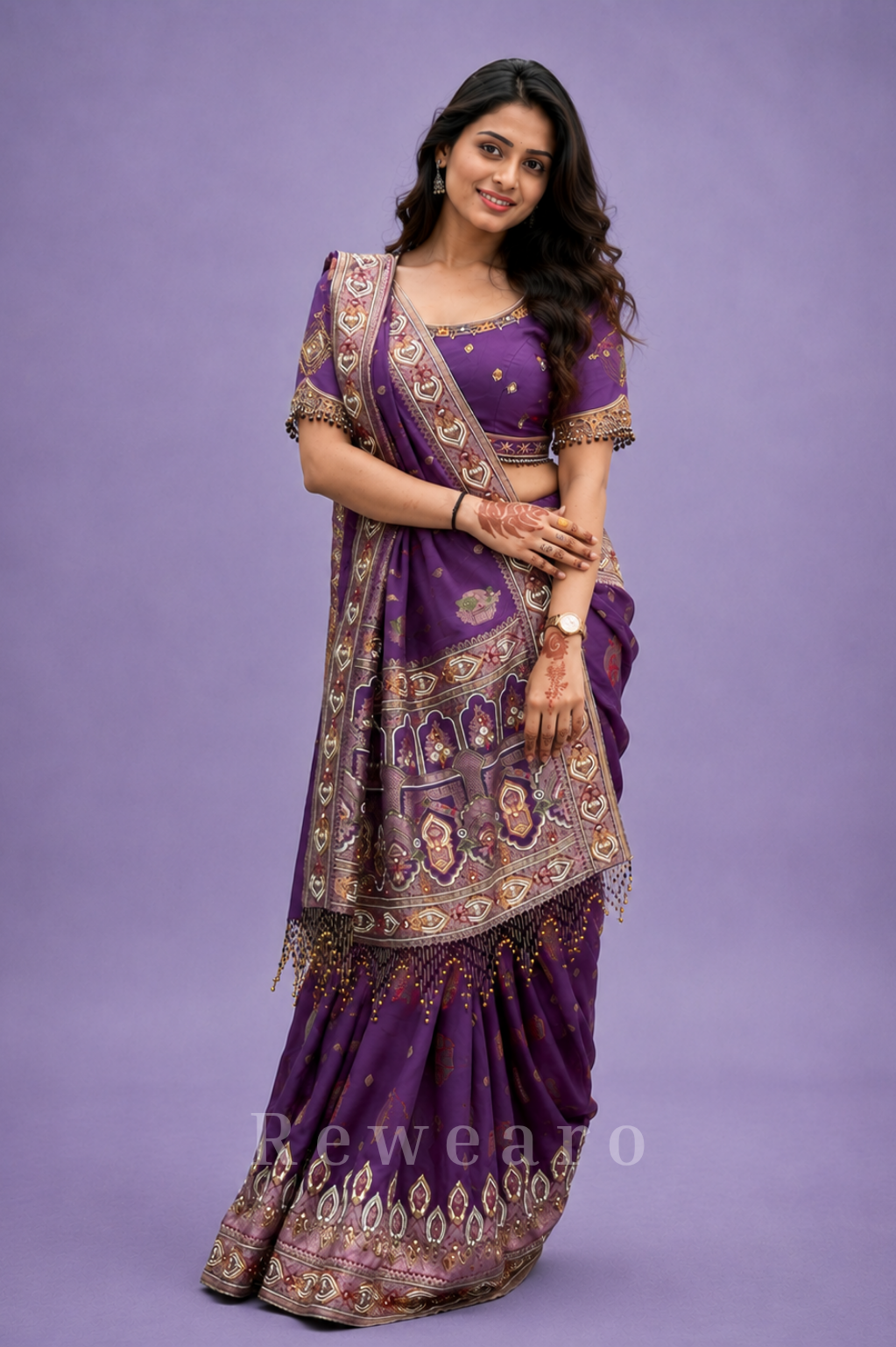 Royal Purple Heritage Saree with Intricate Woven Pallu