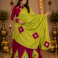 Kesarika Gulnaar Aaina Lehenga Set with Lime Draped Dupatta