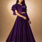 Royal Amethyst Ruffle Blouse with Flowing Purple Embroidered Lehenga