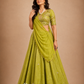 Olive Green Embroidered Lehenga with Draped Dupatta & Embellished Blouse