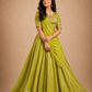 Olive Green Embroidered Lehenga with Draped Dupatta & Embellished Blouse