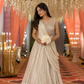 Ivory Embroidered Lehenga with Textured Blouse & Draped Dupatta