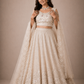 Ivory Embroidered Sider Gown with Floral Net Dupatta