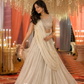 Ivory Embroidered Lehenga with Textured Blouse & Draped Dupatta